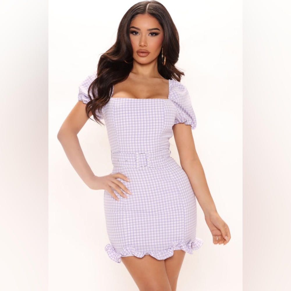 Fashion Nova Purple Puff Sleeve Bodycon Mini Dress